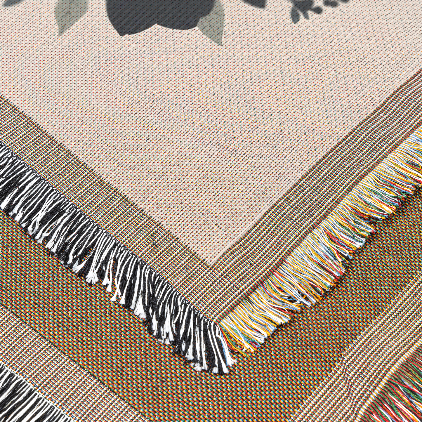 Floral Yin Yang Woven Blanket | Boho Balance Symbol Printed Throw | Cozy Meditation & Wellness Home Décor