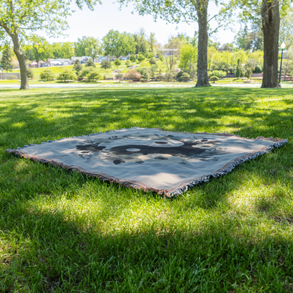 Floral Yin Yang Woven Blanket | Boho Balance Symbol Printed Throw | Cozy Meditation & Wellness Home Décor