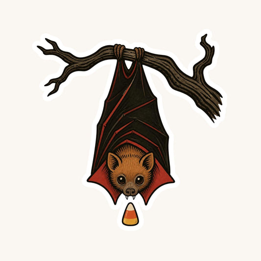 Count Bat-ula Vampire Fruit Bat | Halloween Vintage | White Vinyl | Die-Cut Sticker