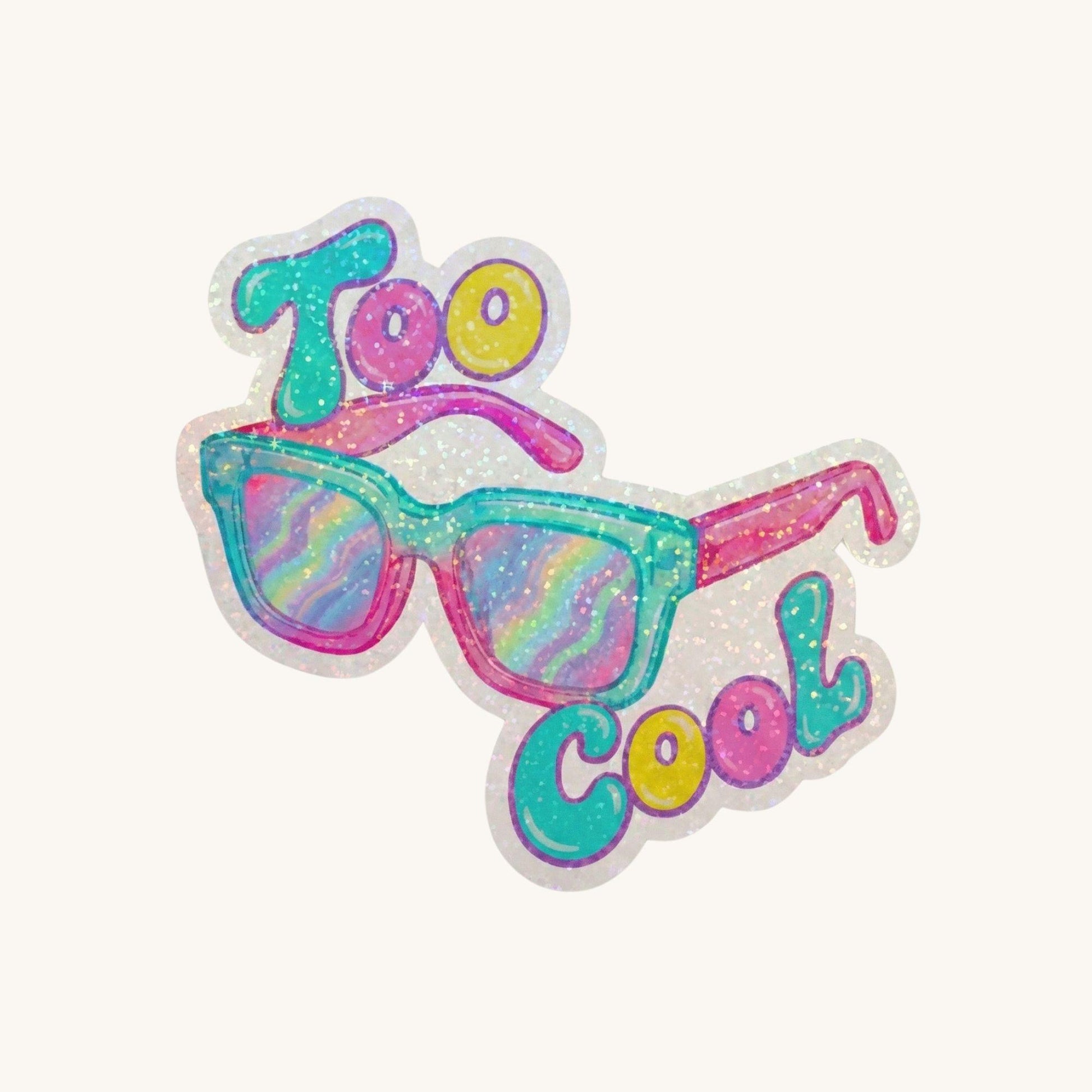 Too Cool Retro Sunglasses | 90s Aesthetic | Glitter Vinyl | Die-Cut Sticker