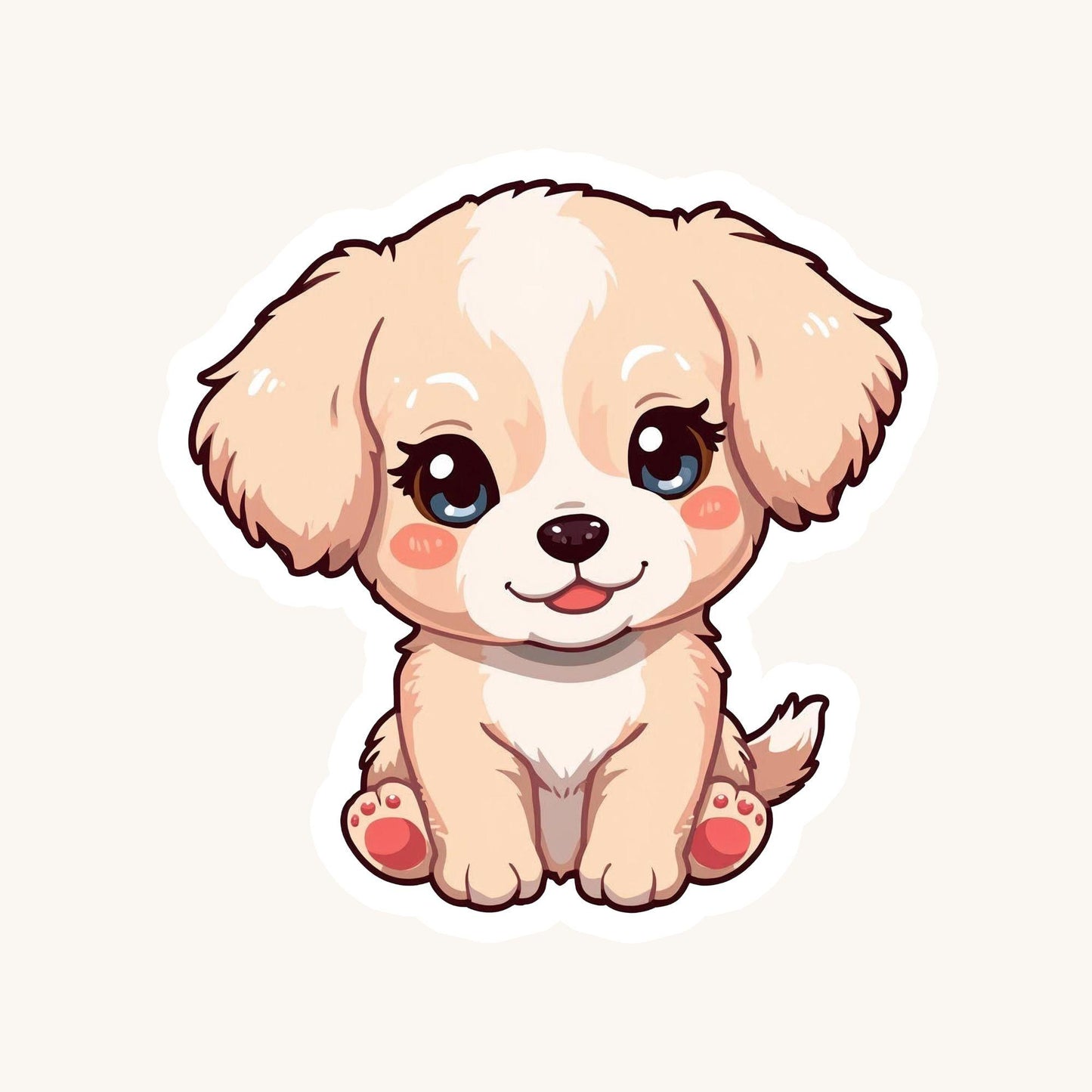 Puppy Love Cute Dog | Kawaii Animal | White Vinyl | Die-Cut Sticker