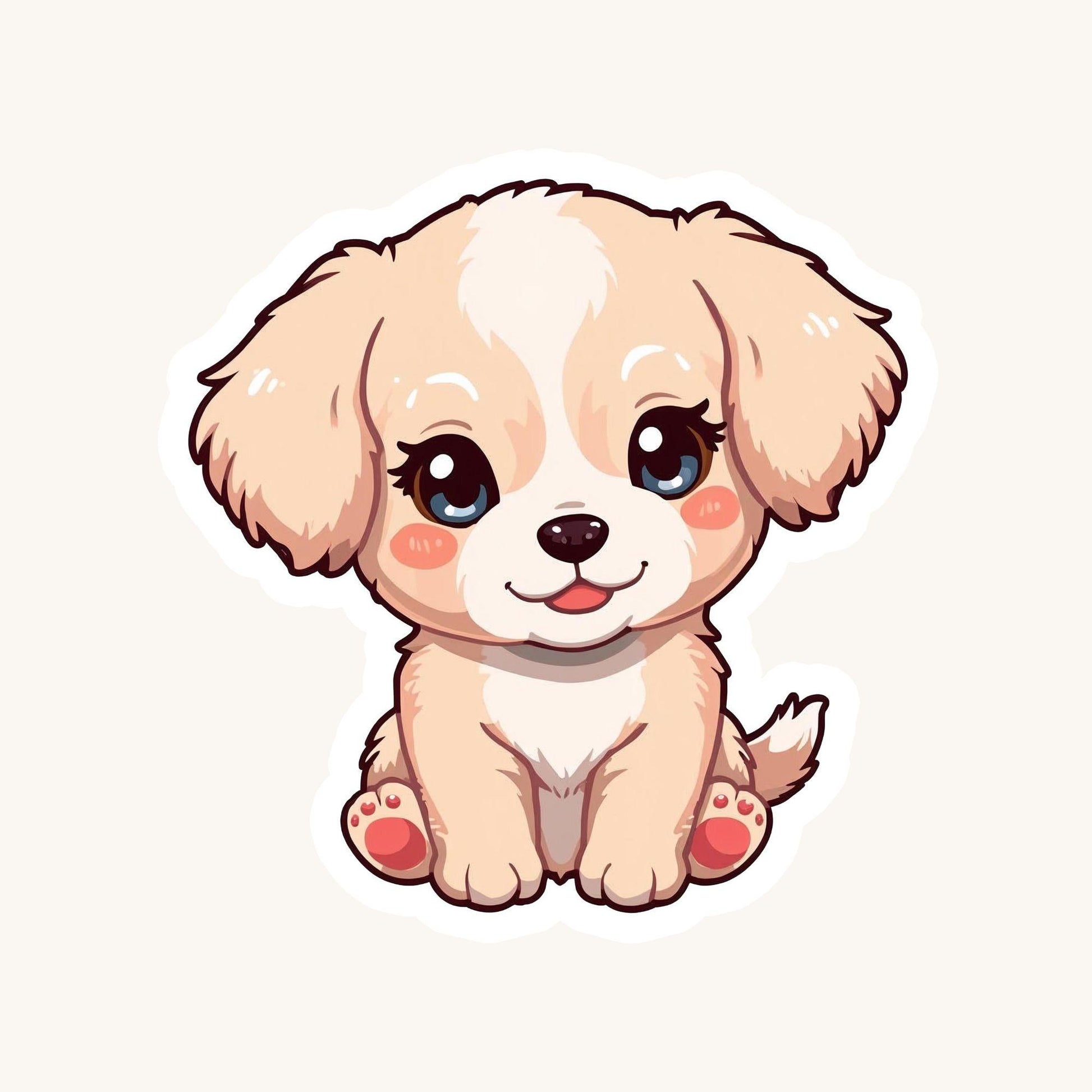 Puppy Love Cute Dog | Kawaii Animal | White Vinyl | Die-Cut Sticker