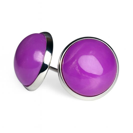 Purple Stud Earrings – Silver Tone Setting