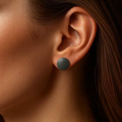 Leather Stud Earrings – Round Button Style, 14mm Handmade Jewellery