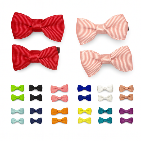 Mini Fabric Ribbon Bow Clips – Set of 4 Alligator Clips (2 Colours)