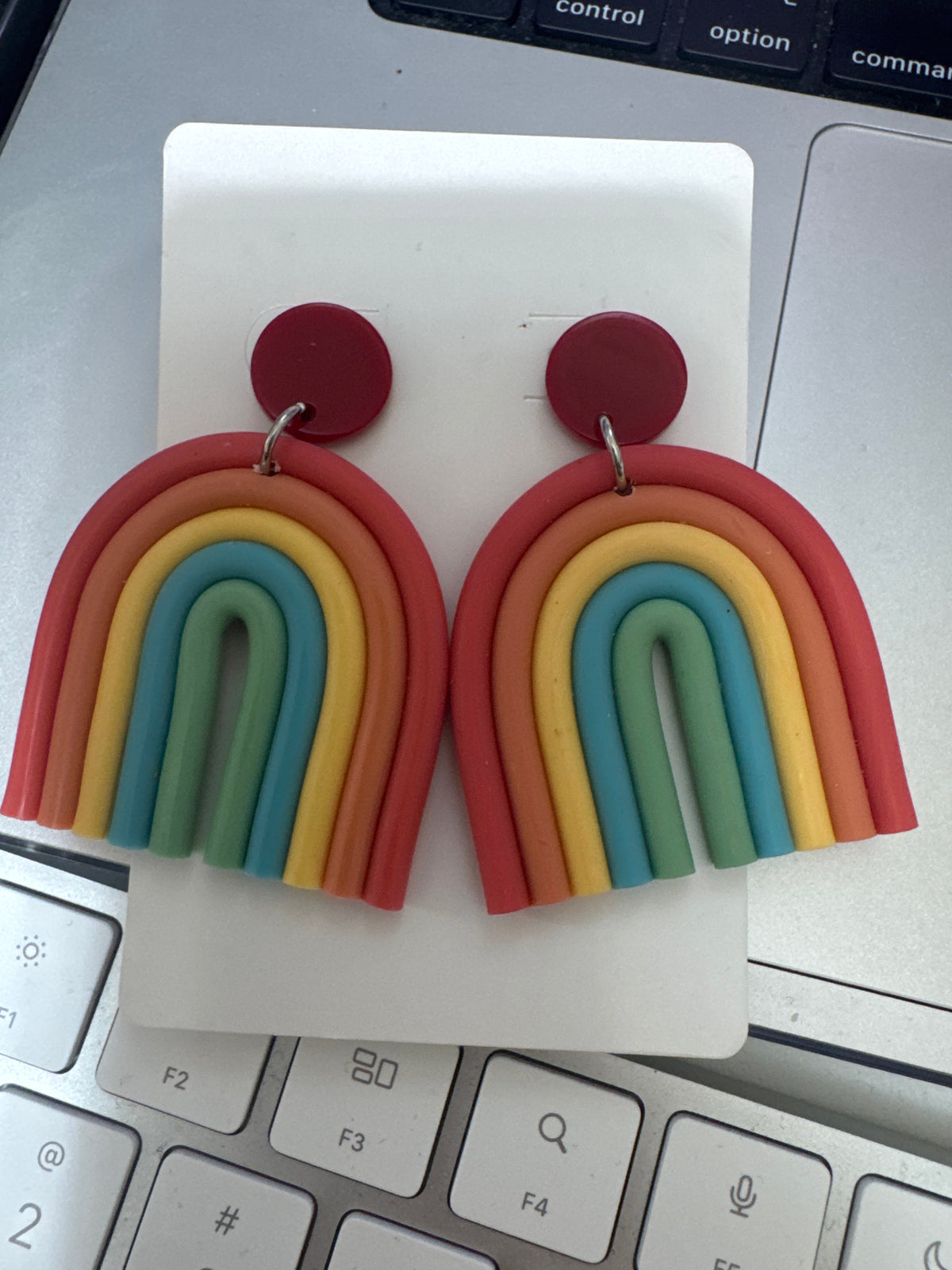 Rainbow Polymer Clay Dangle Earrings