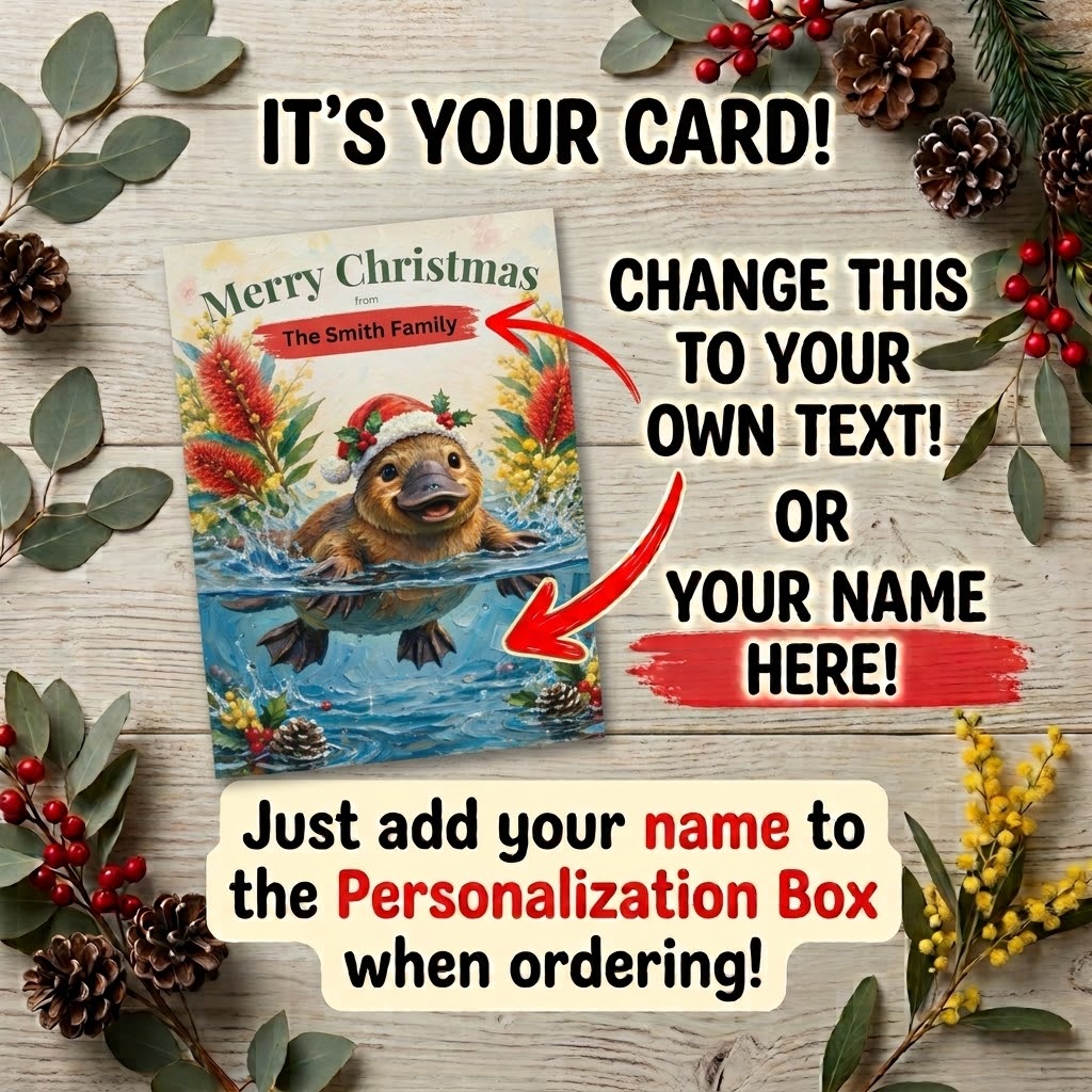 Personalised Platypus Christmas Folded Greeting Card | Australian Animals
