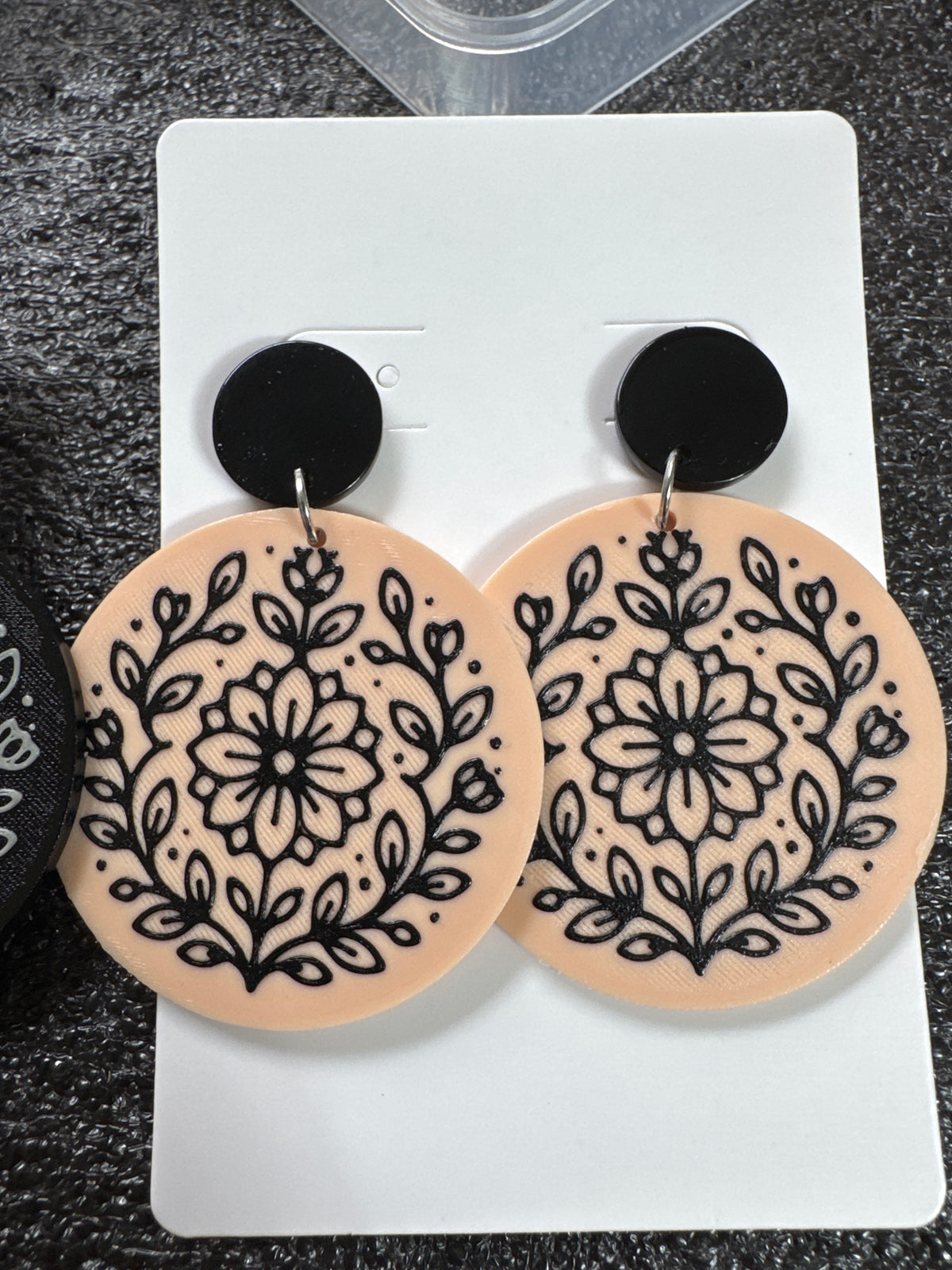 Round Floral Dangle Earrings