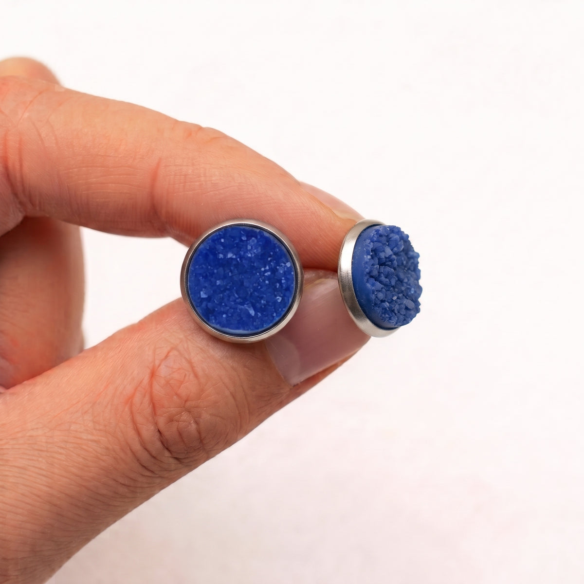 Sparkly Druzy Stud Earrings | Acrylic Crystal Shimmer Studs | 12mm