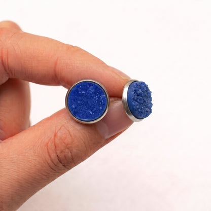 Sparkly Druzy Stud Earrings | Acrylic Crystal Shimmer Studs | 12mm