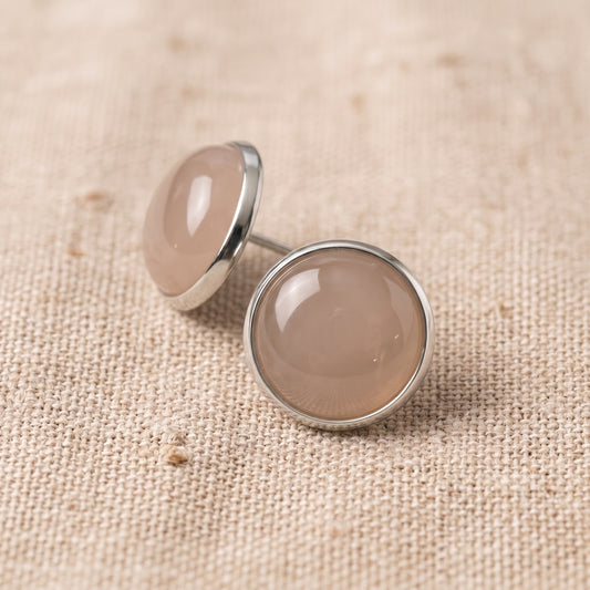 Soft Pink Stone-Look Stud Earrings, Handmade Everyday Studs