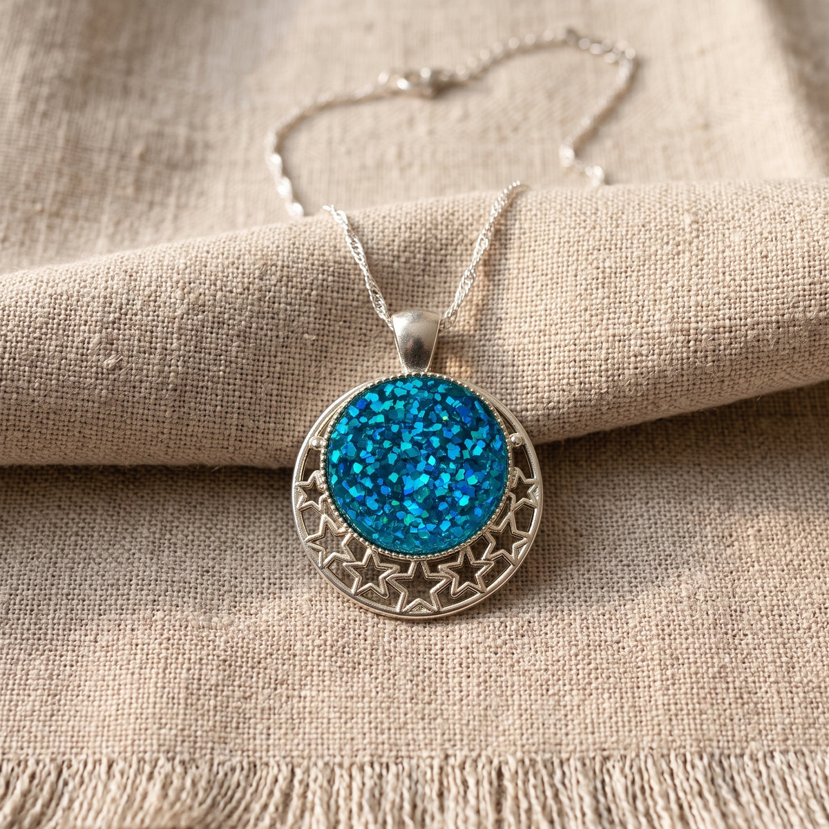 Glitter Star Pendant Necklace | Sparkle Statement Necklace | 45cm