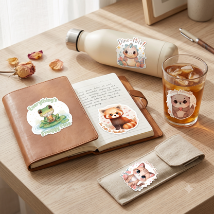 Kawaii Animals Sticker 5-Pack | Vinyl Decal Bundle | Adesiva