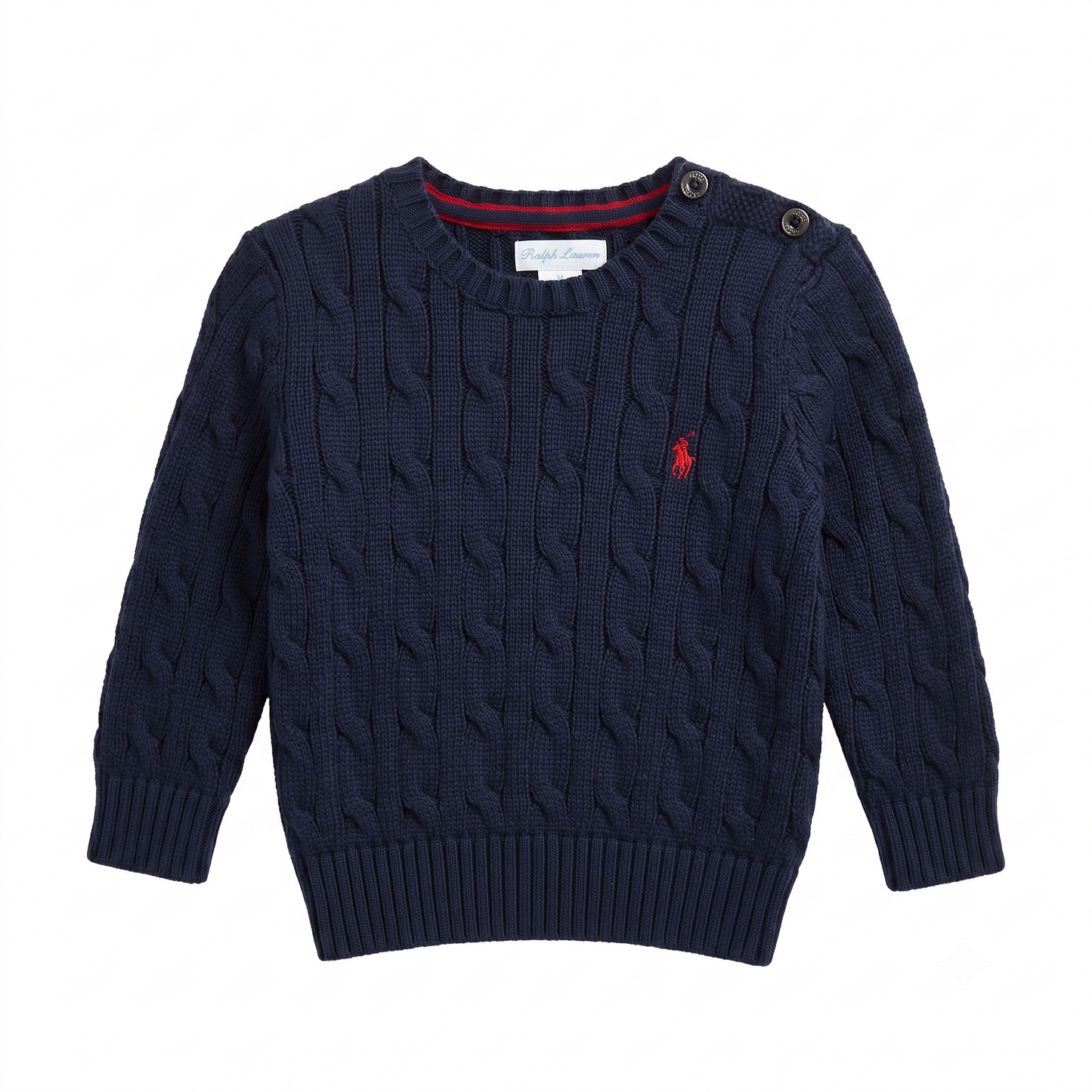 Ralph Lauren Polo Baby Cable Knit Jumper | Navy | 18M | Pre-Owned