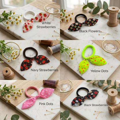 Fabric Bow Hair Ties 2 Pack | Printed Elastic Hair Bows