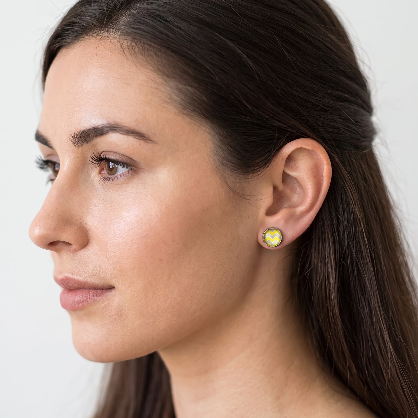 Chevron 10mm Earrings, Handmade Alloy Stud Earrings