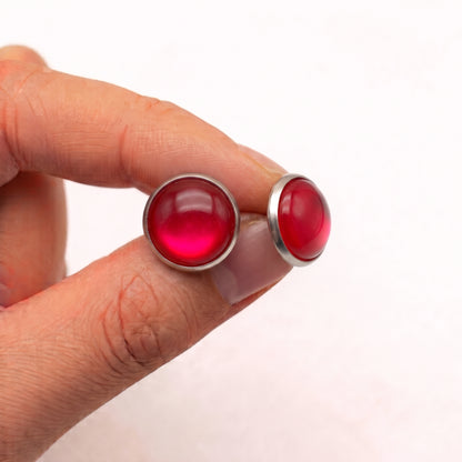 Glossy Resin Dome Stud Earrings | Colour Pop Studs | 12mm | 8 Colours