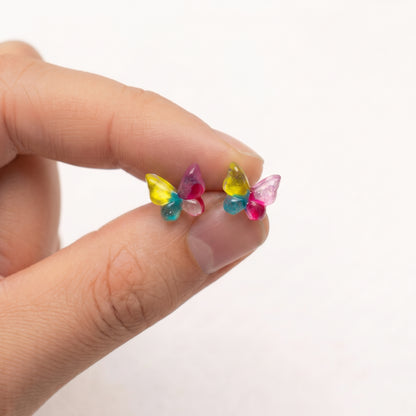 Whimsical Butterfly Stud Earrings, Handmade Dainty Resin Studs