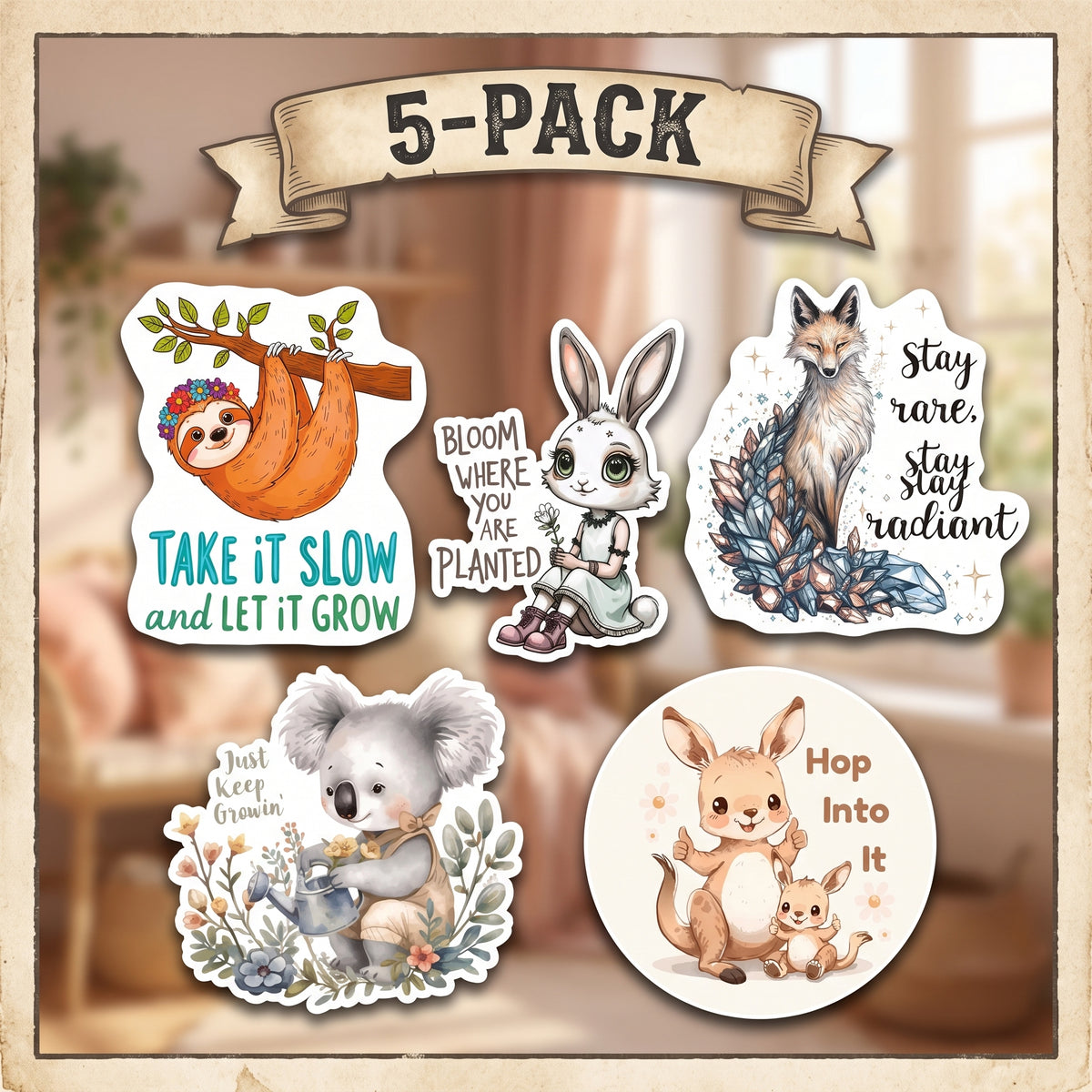 Motivational & Positivity Sticker 5-Pack | Inspirational Vinyl Decal Bundle