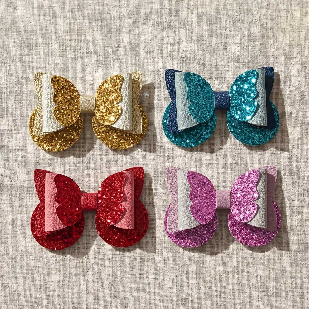 Sparkly Butterfly Hair Bow | Pebble Glitter Clip | 4 Colours