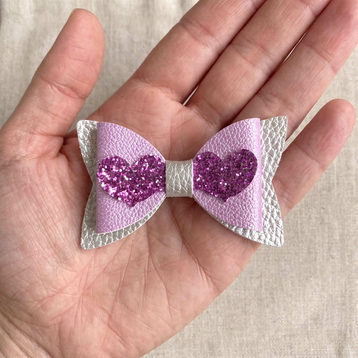 Love Heart Hair Bow | Pebble Glitter Clip | 4 Colours