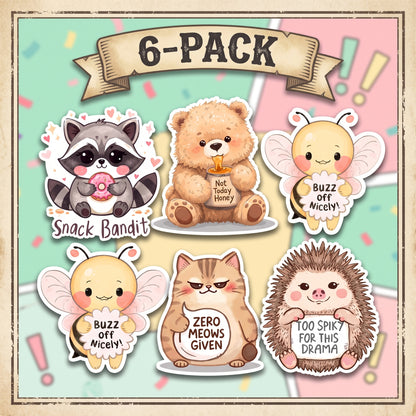 Sassy & Funny Sticker 6-Pack | Humour Vinyl Decal Bundle