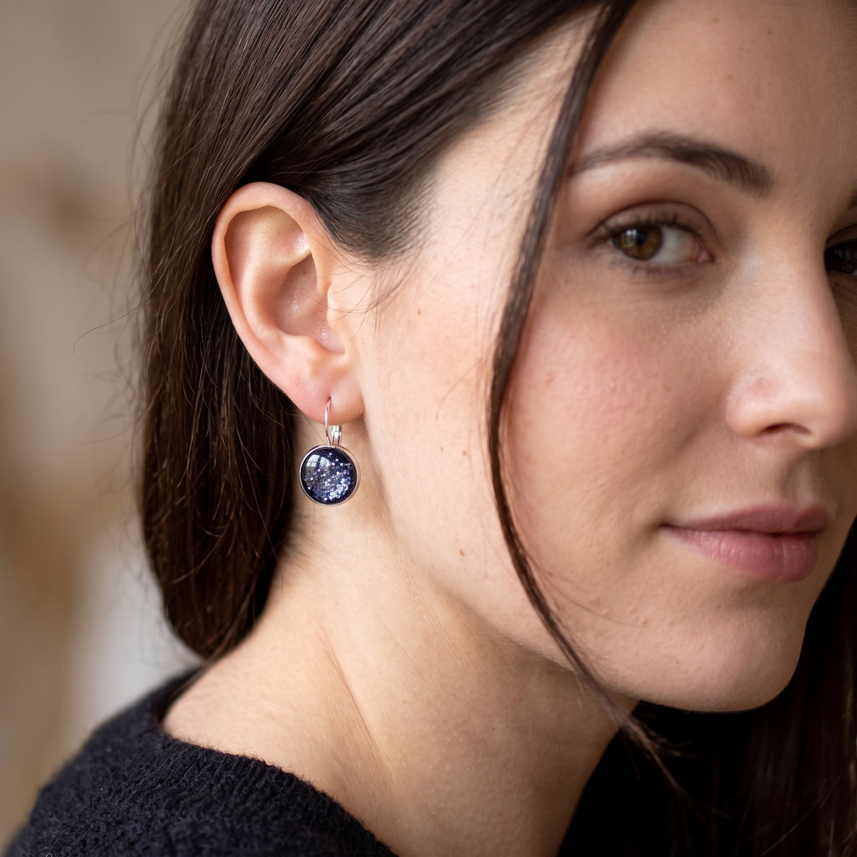 Glitter Resin Drop Earrings | Silver Plated Dangle Earrings | 9 Colours