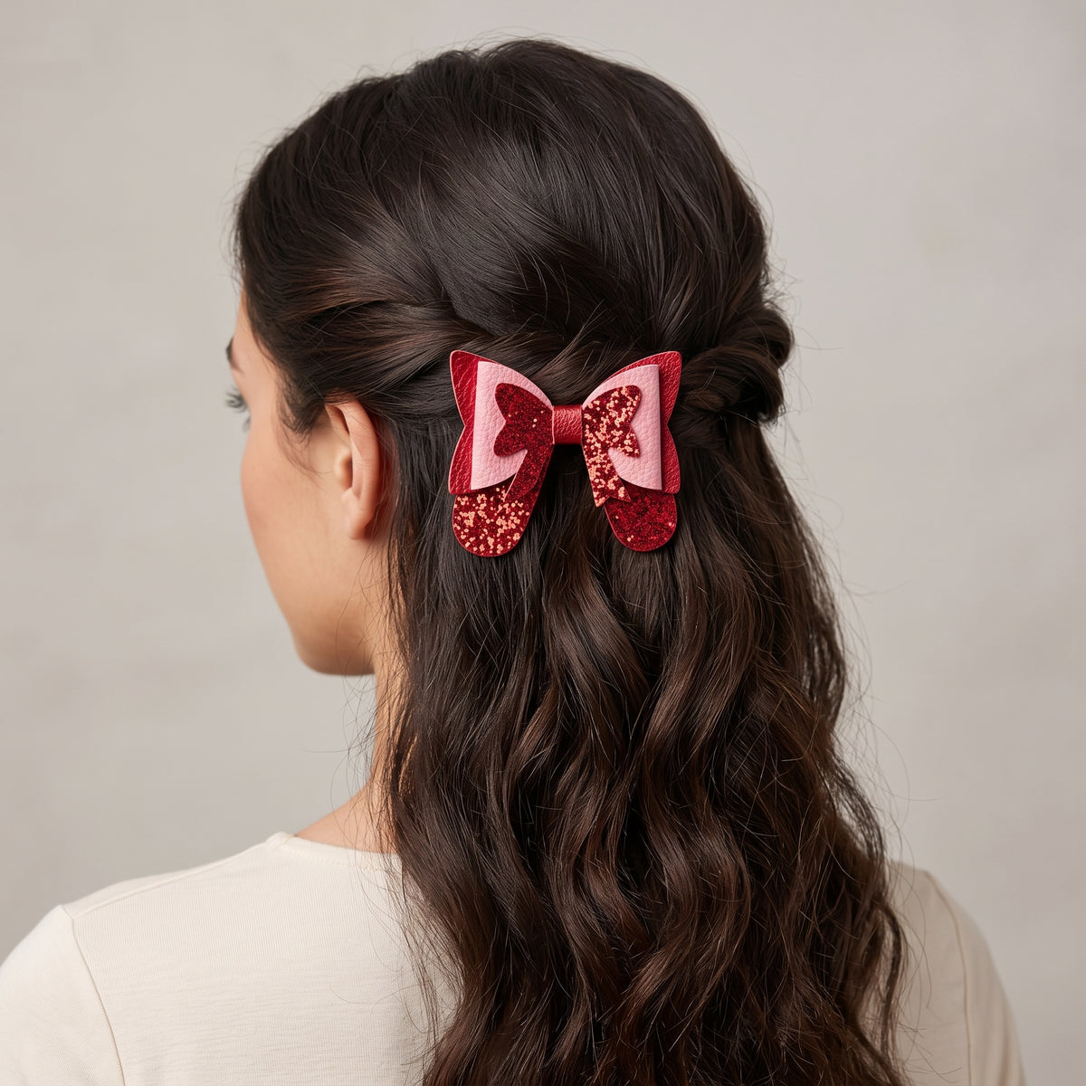 Glitter Hair Bow | Pebble Sparkle Clip | Bold Colours