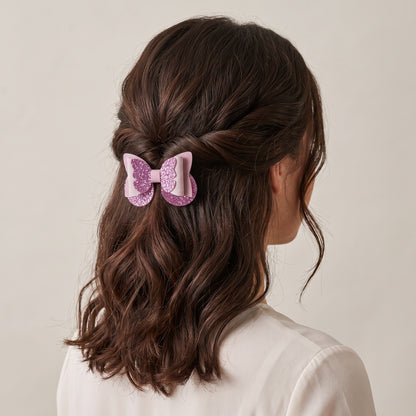 Sparkly Butterfly Hair Bow | Pebble Glitter Clip | 4 Colours