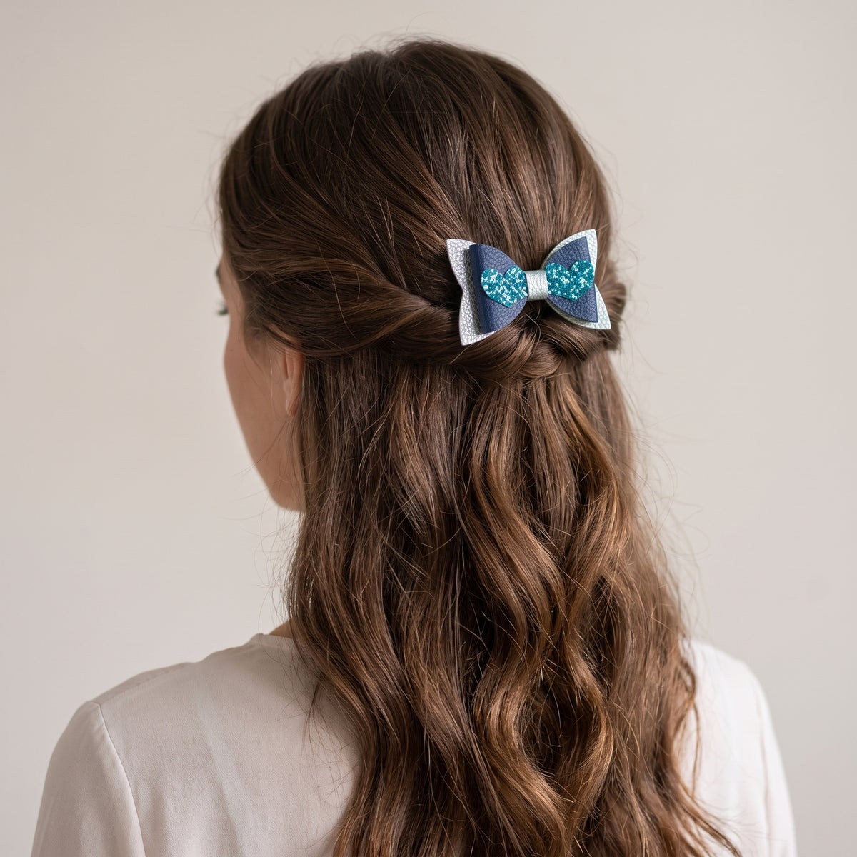 Love Heart Hair Bow | Pebble Glitter Clip | 4 Colours