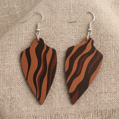 Abstract Animal Print Leather Earrings | Teardrop Dangle Earrings