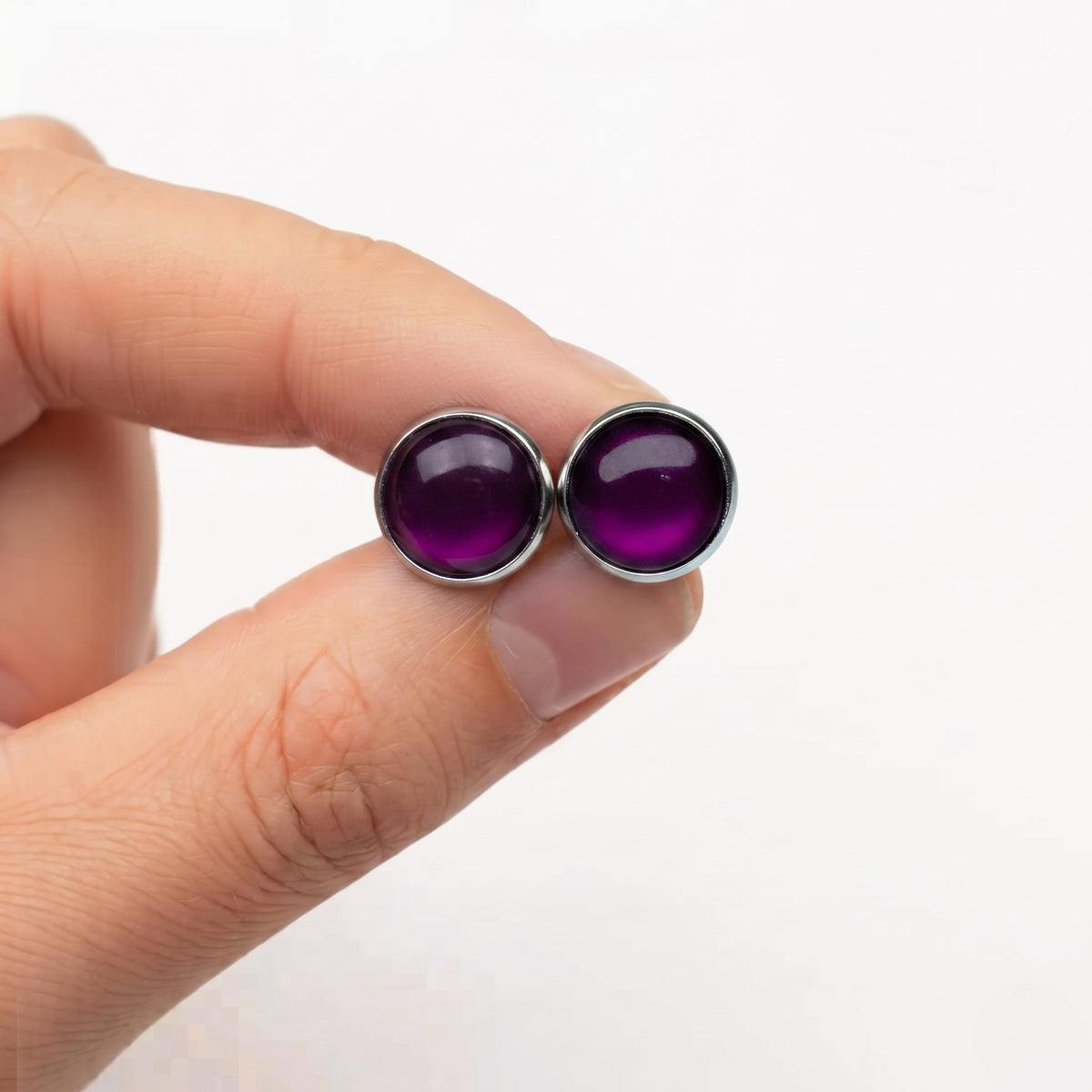 Glossy Resin Dome Stud Earrings | Colour Pop Studs | 12mm | 8 Colours