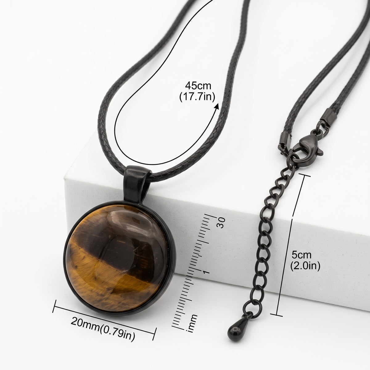 Tiger Eye Natural Stone Necklace | Grounding Gemstone Pendant | 45cm