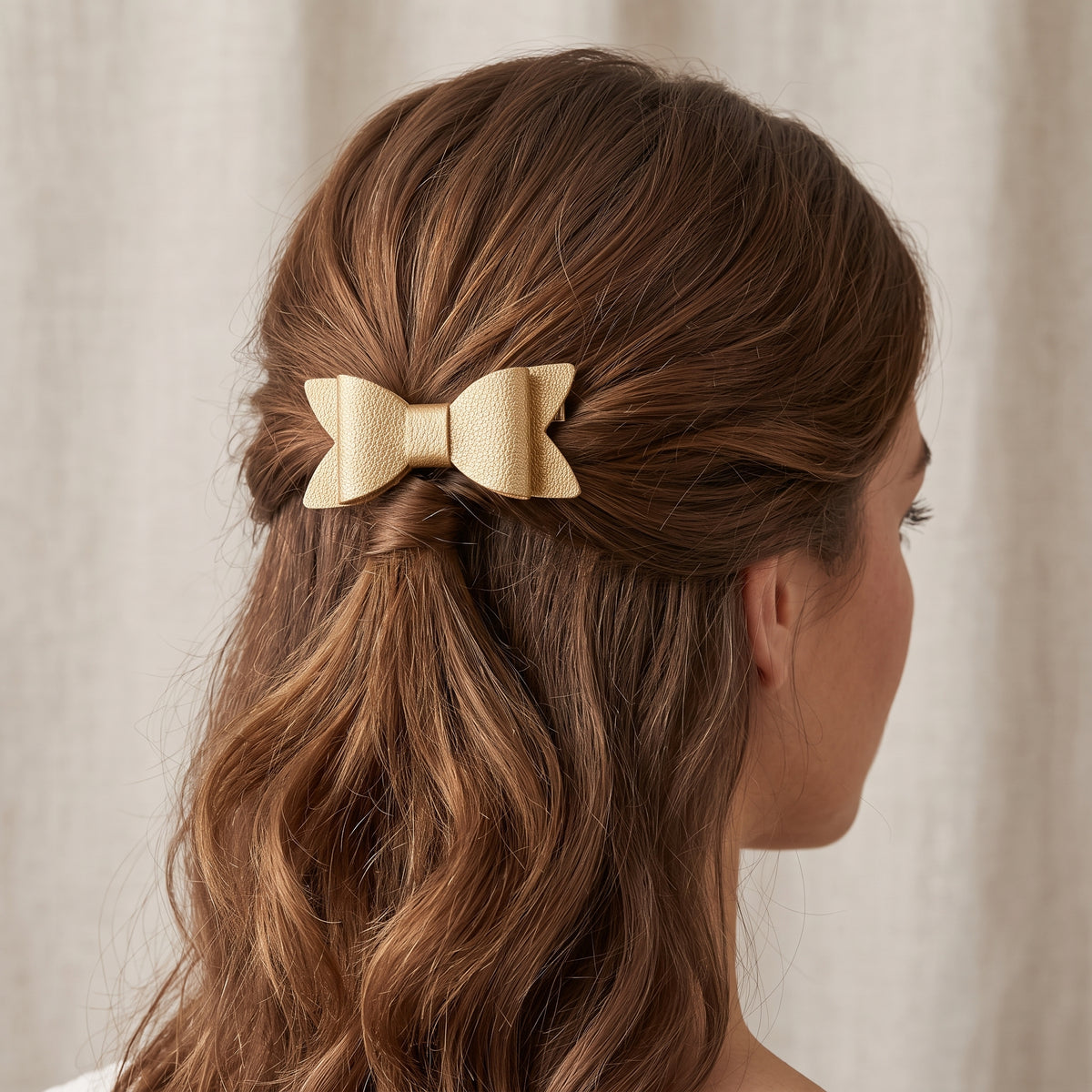Metallic Pebble Hair Bows 2 Pack | Gold Rose Gold Bronze Clips