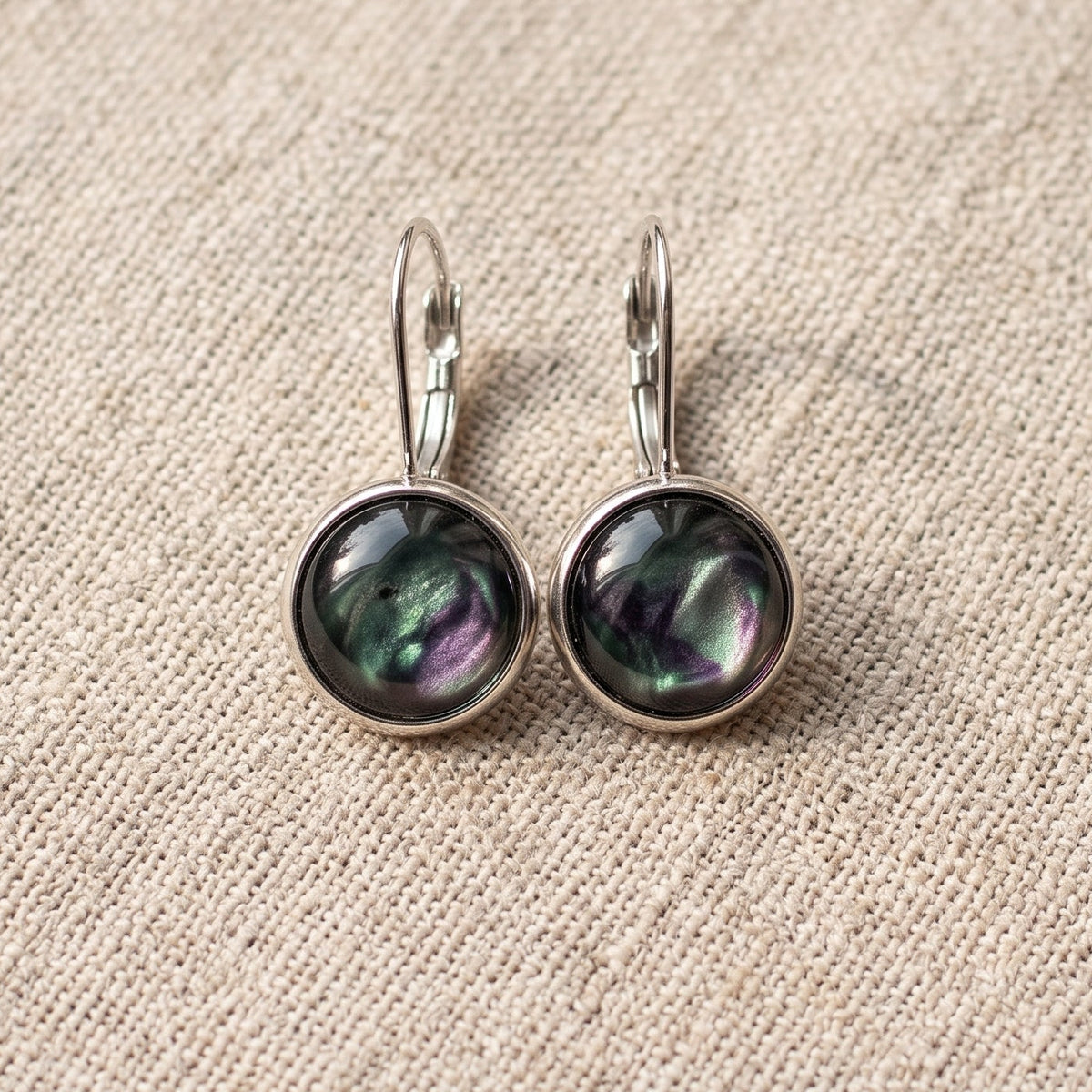 Cosmic Sparkle Drop Earrings | Iridescent Black Shimmer Dangles
