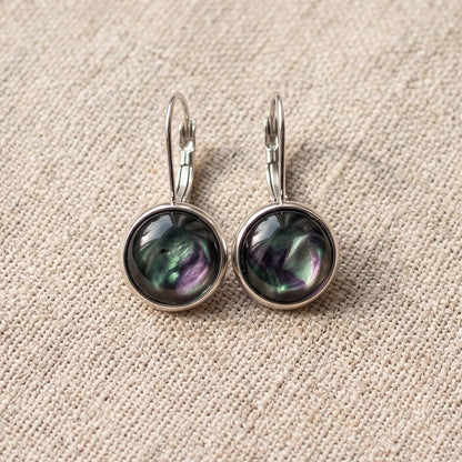Cosmic Sparkle Drop Earrings | Iridescent Black Shimmer Dangles