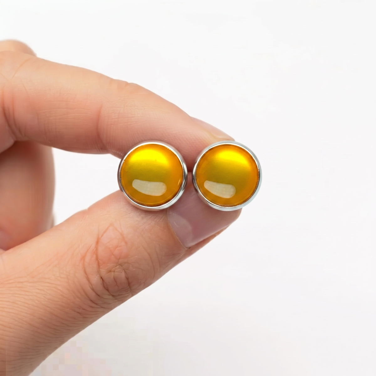 Glossy Resin Dome Stud Earrings | Colour Pop Studs | 12mm | 8 Colours
