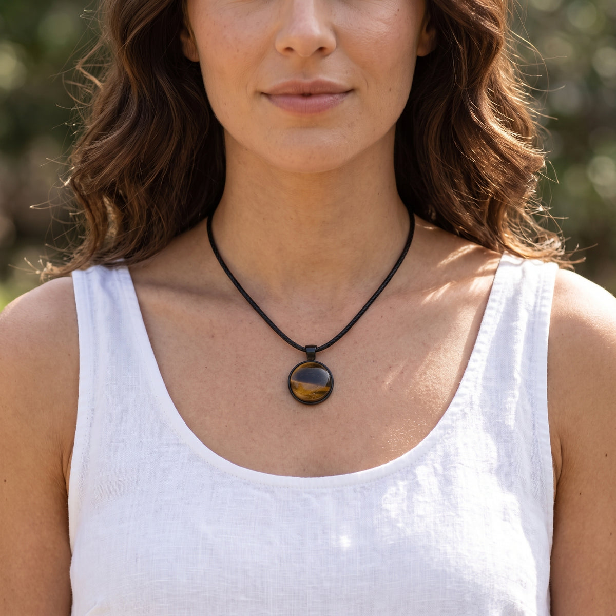 Tiger Eye Natural Stone Necklace | Grounding Gemstone Pendant | 45cm