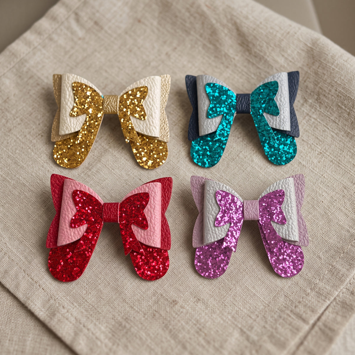 Glitter Hair Bow | Pebble Sparkle Clip | Bold Colours
