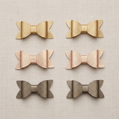 Metallic Pebble Hair Bows 2 Pack | Gold Rose Gold Bronze Clips