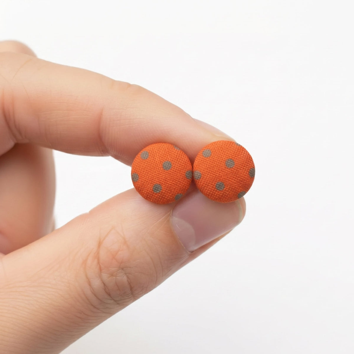 Polka Dot Fabric Button Stud Earrings | Playful Studs | 8 Colours