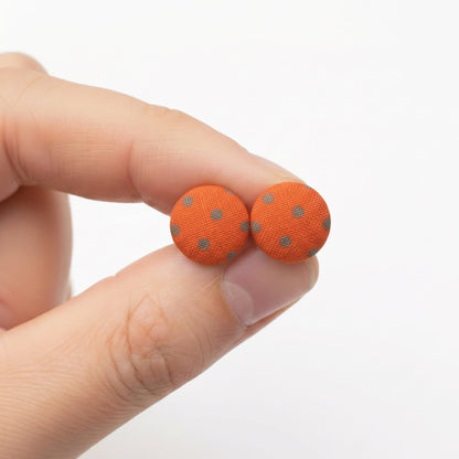Polka Dot Fabric Button Stud Earrings | Playful Studs | 8 Colours