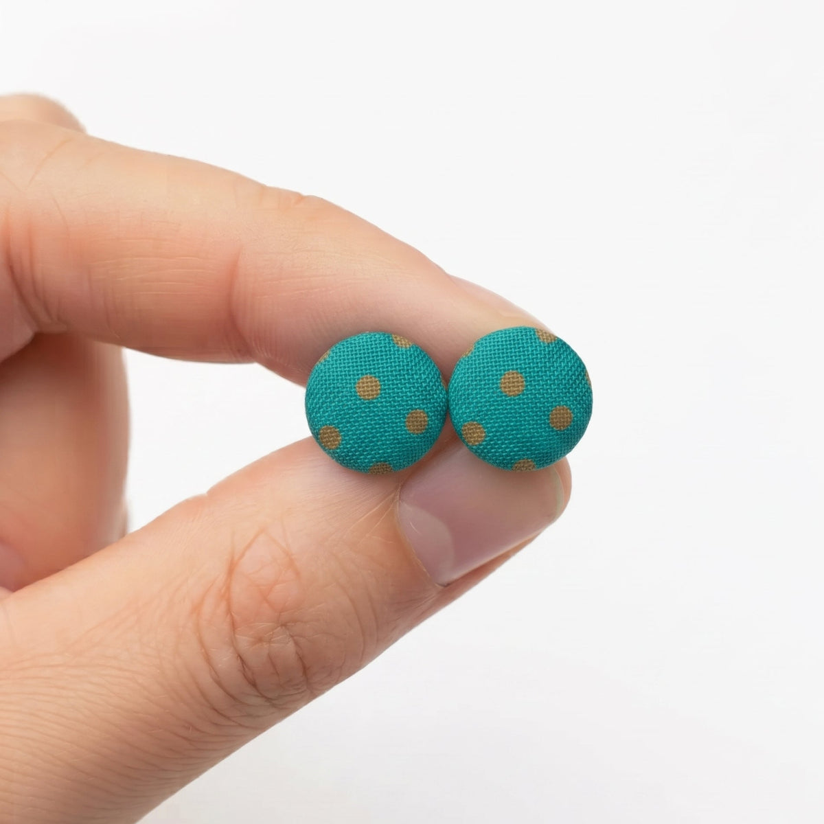 Polka Dot Fabric Button Stud Earrings | Playful Studs | 8 Colours