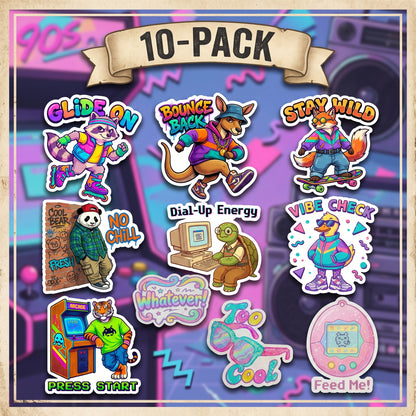 Retro Sticker 10-Pack Vol. 2 | 90s Vinyl Decal Bundle