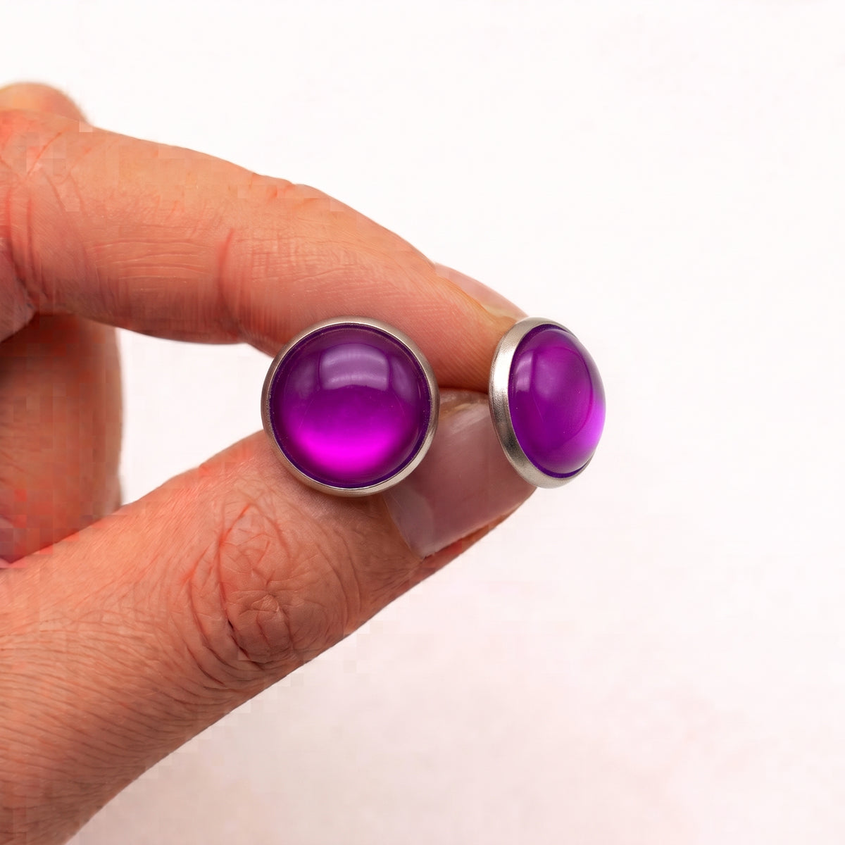Glossy Resin Dome Stud Earrings | Colour Pop Studs | 12mm | 8 Colours
