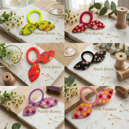 Fabric Bow Hair Ties 2 Pack | Printed Elastic Hair Bows