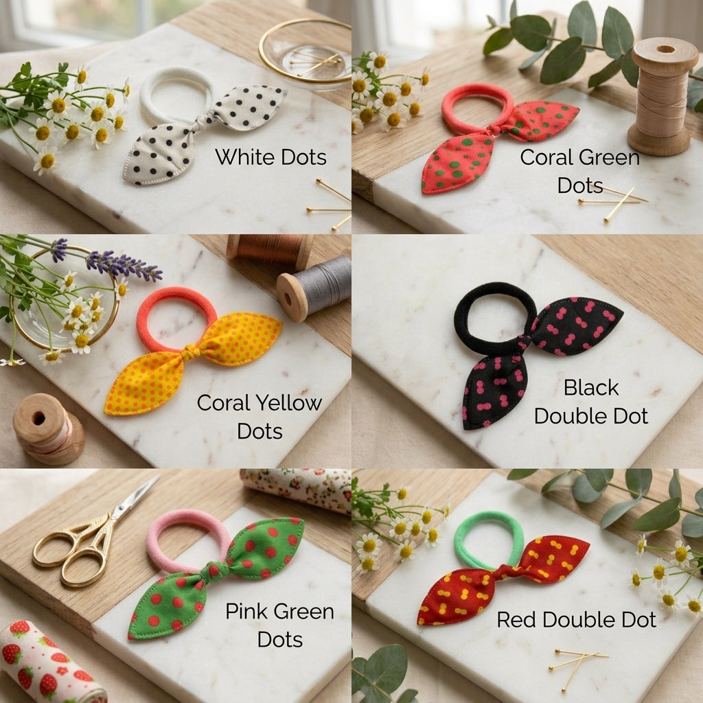 Fabric Bow Hair Ties 2 Pack | Printed Elastic Hair Bows