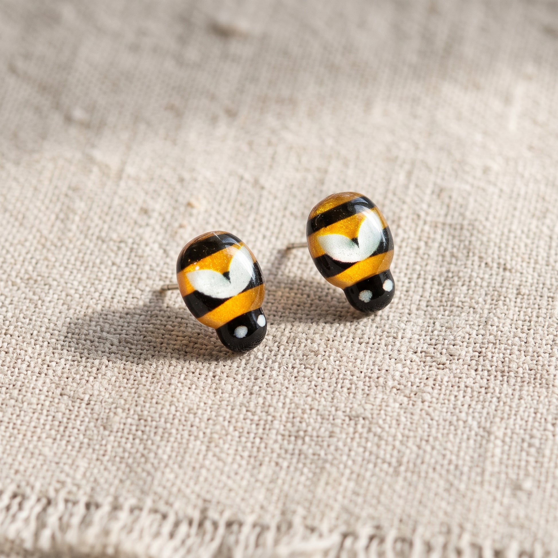 Bee Tiny Studs, Handmade Novelty Earrings