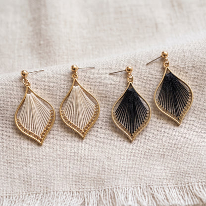 Woven Teardrop Earrings, Handmade Gold Alloy Drops