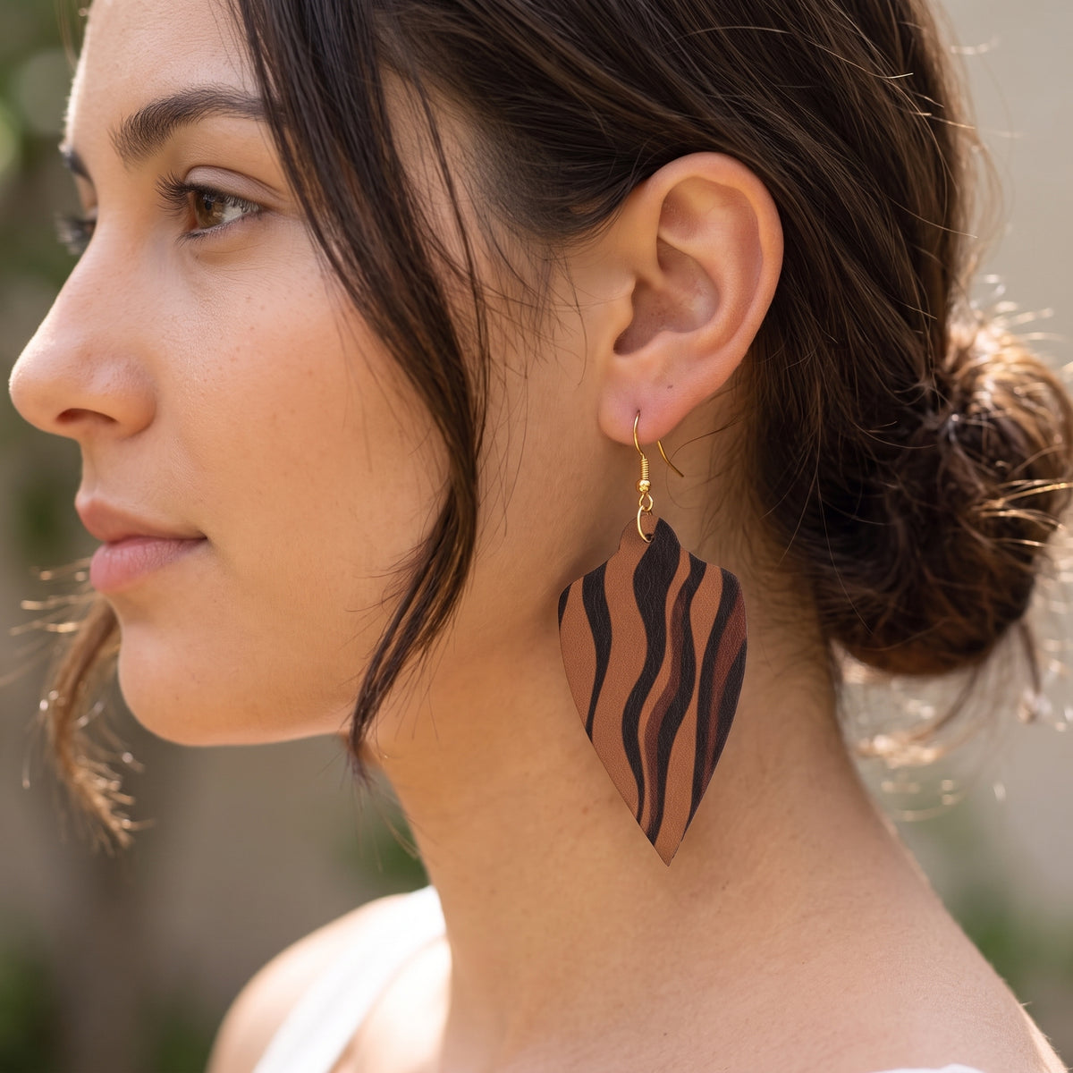 Abstract Animal Print Leather Earrings | Teardrop Dangle Earrings